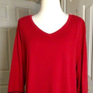 Chico's Red & Black Tunic Sweater Size 3